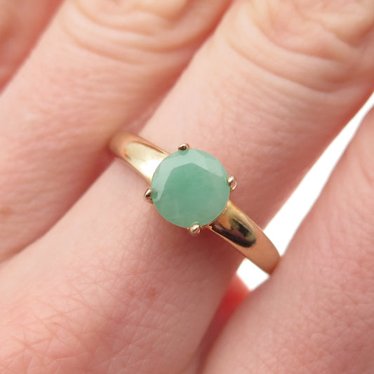 DEE BERKLE 925 Sterling Silver Gold Plated Real Emerald Ring Size 9