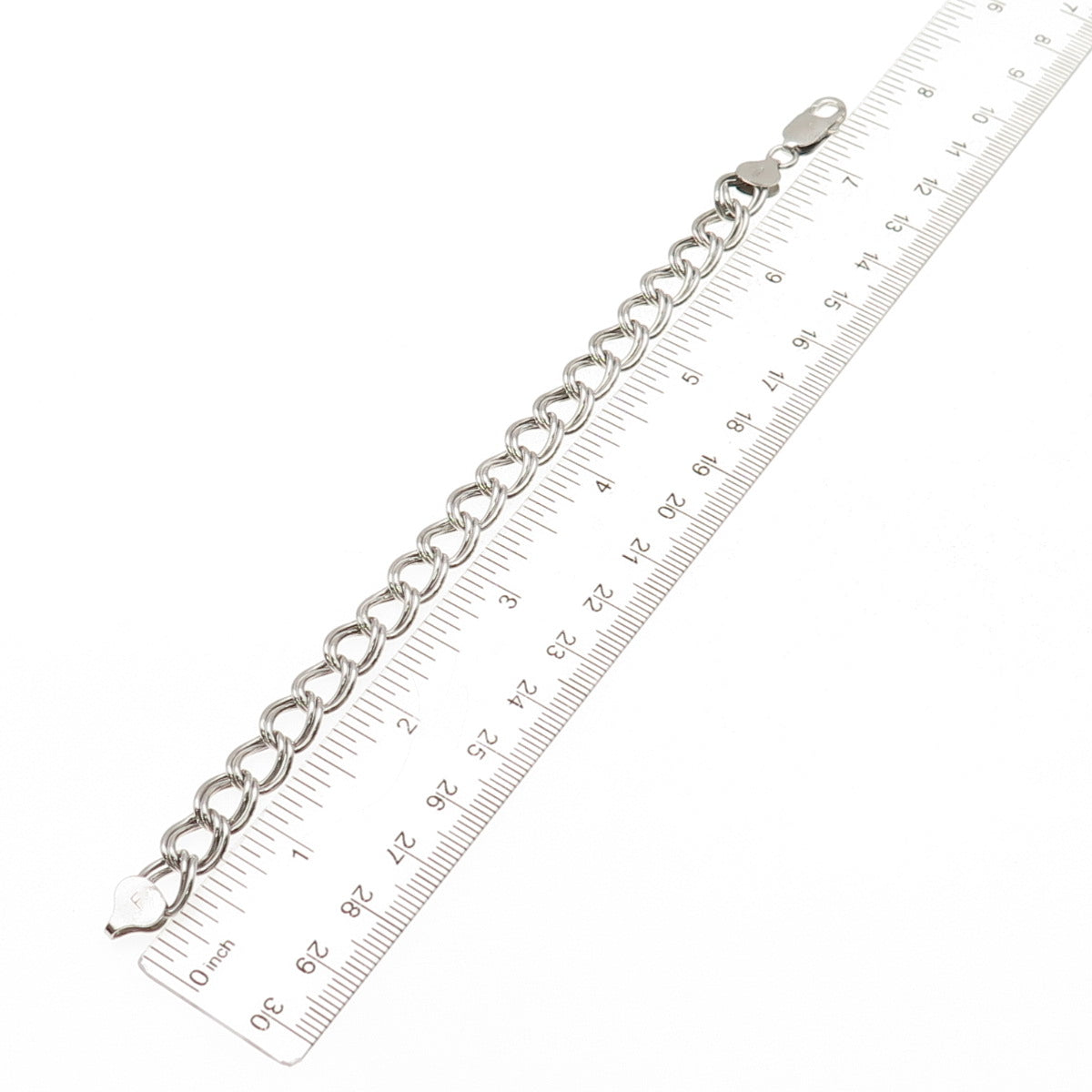 925 Sterling Silver Vintage Italy Double Curb Link Bracelet 7.25"
