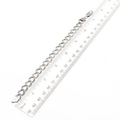 925 Sterling Silver Vintage Italy Double Curb Link Bracelet 7.25"
