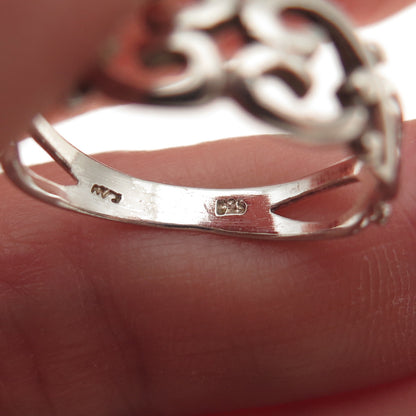 Charles Winston 925 Sterling Silver Vintage Heart Oxidized Ring Size 7.5