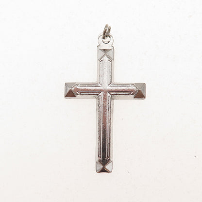 Vargas 925 Sterling Silver Antique Art Deco Cross Oxidized Charm Pendant