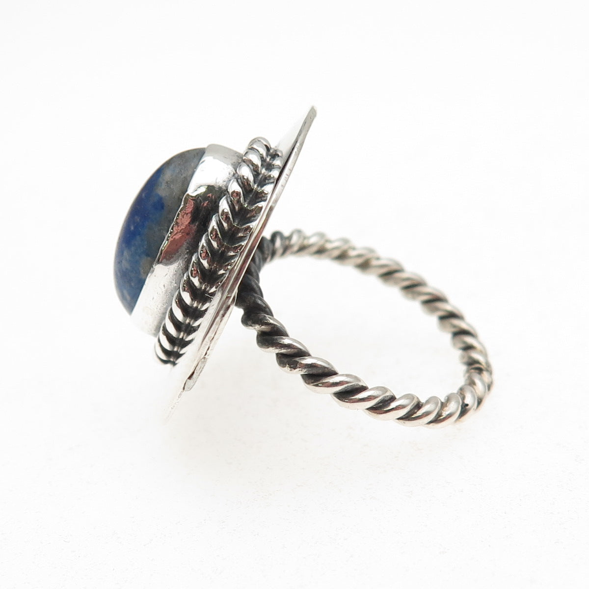 Old Pawn 925 Sterling Silver Vintage Southwestern Lapis Tribal Ring Size 6.5