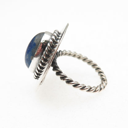 Old Pawn 925 Sterling Silver Vintage Southwestern Lapis Tribal Ring Size 6.5