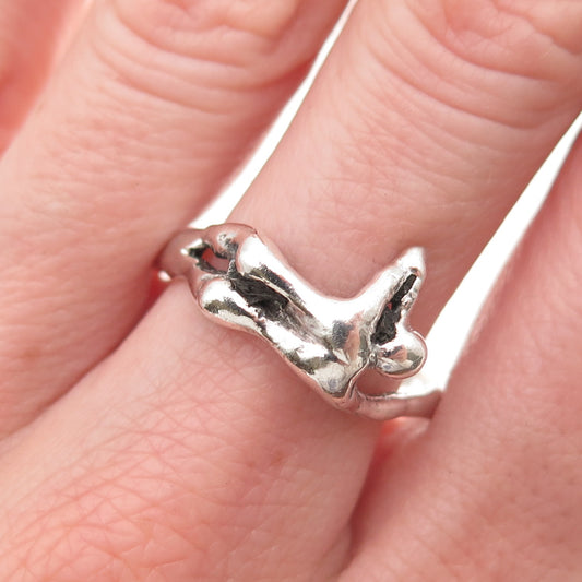 925 Sterling Silver Vintage Naked Man Erotic Oxidized Ring Size 11.75