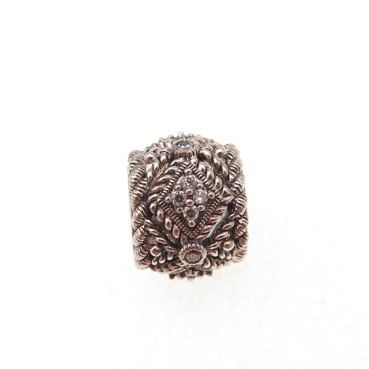 Judith Ripka 925 Sterling Silver Round-Cut C Z Slide Bead Charm