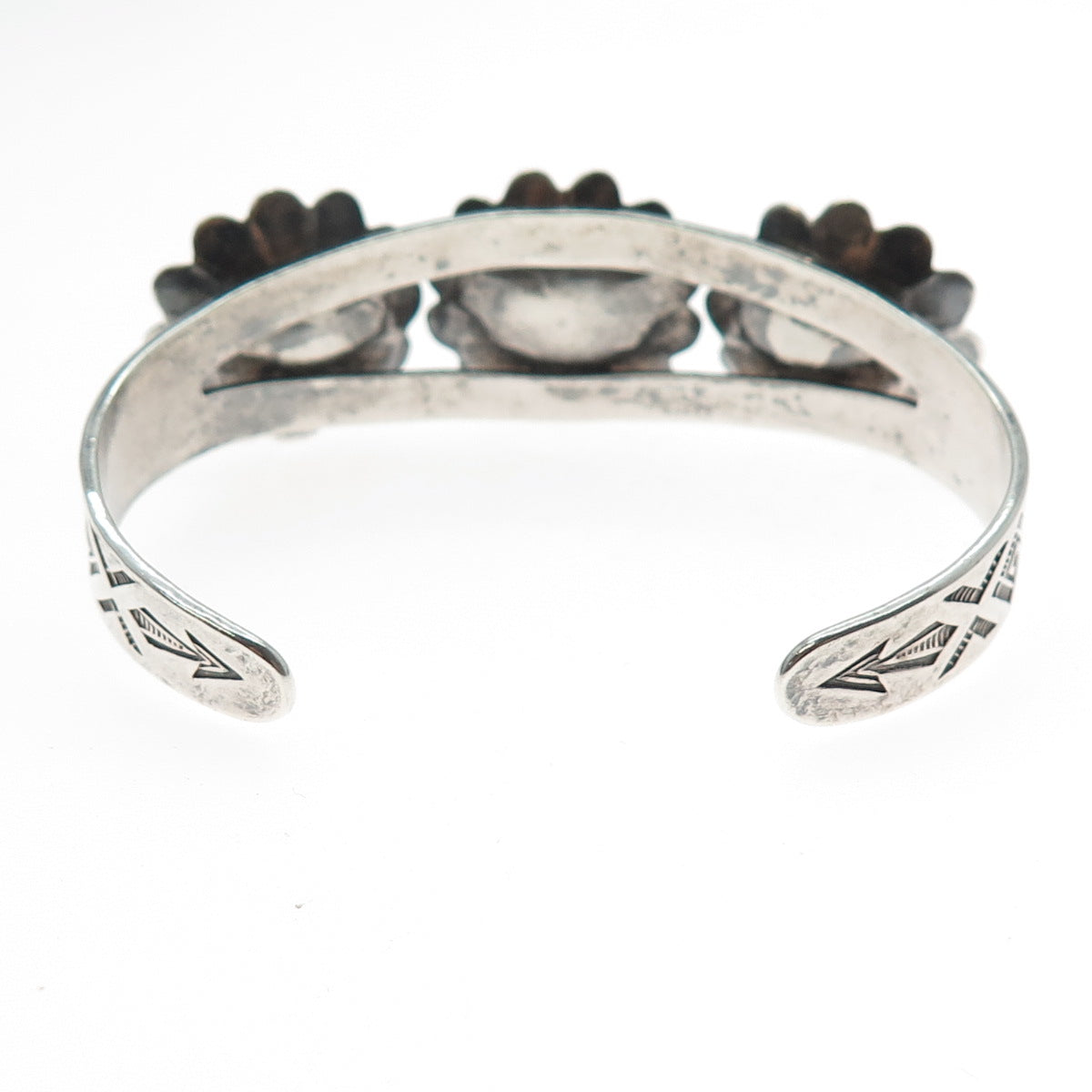 MAISELS INDIAN Old Pawn Sterling Vintage Flower Beaded Adjustable Bracelet 6.5"