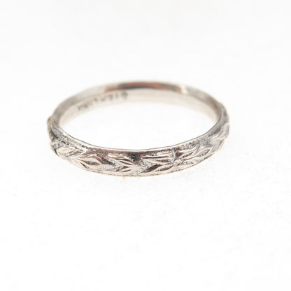925 Sterling Silver Antique Art Deco Floral Oxidized Band Ring Size 5