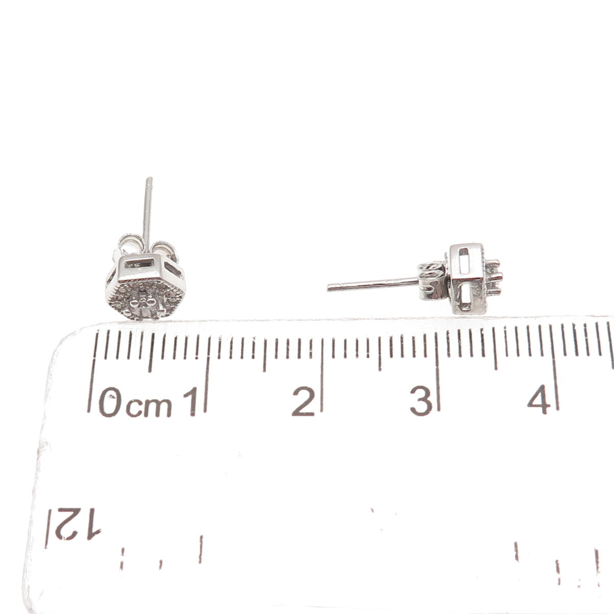 925 Sterling Silver Round-Cut C Z Stud Earrings