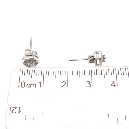 925 Sterling Silver Round-Cut C Z Stud Earrings