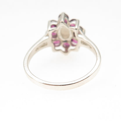 Monica Jain 925 Sterling Silver Real Opal & Amethyst Floral Ring Size 7.25