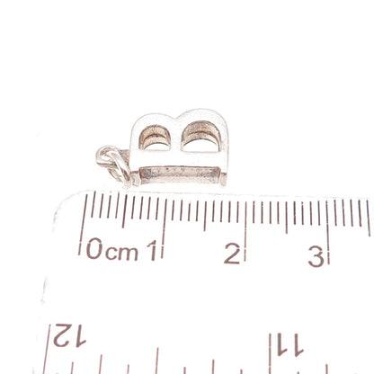 925 Sterling Silver Vintage Letter B Initial Oxidized Charm Pendant