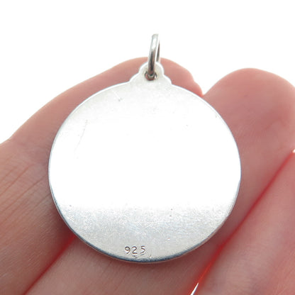 925 Sterling Silver Vintage "Mother" Textured Round Pendant