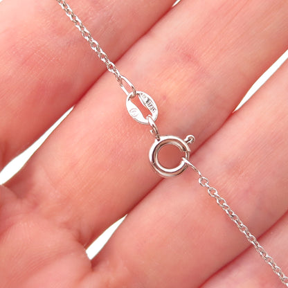 D'Joy 925 Sterling Silver Real Diamond & Amber Cable Chain Necklace 18"