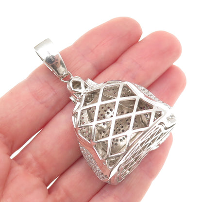 925 Sterling Silver Round-Cut C Z Buddha Pendant