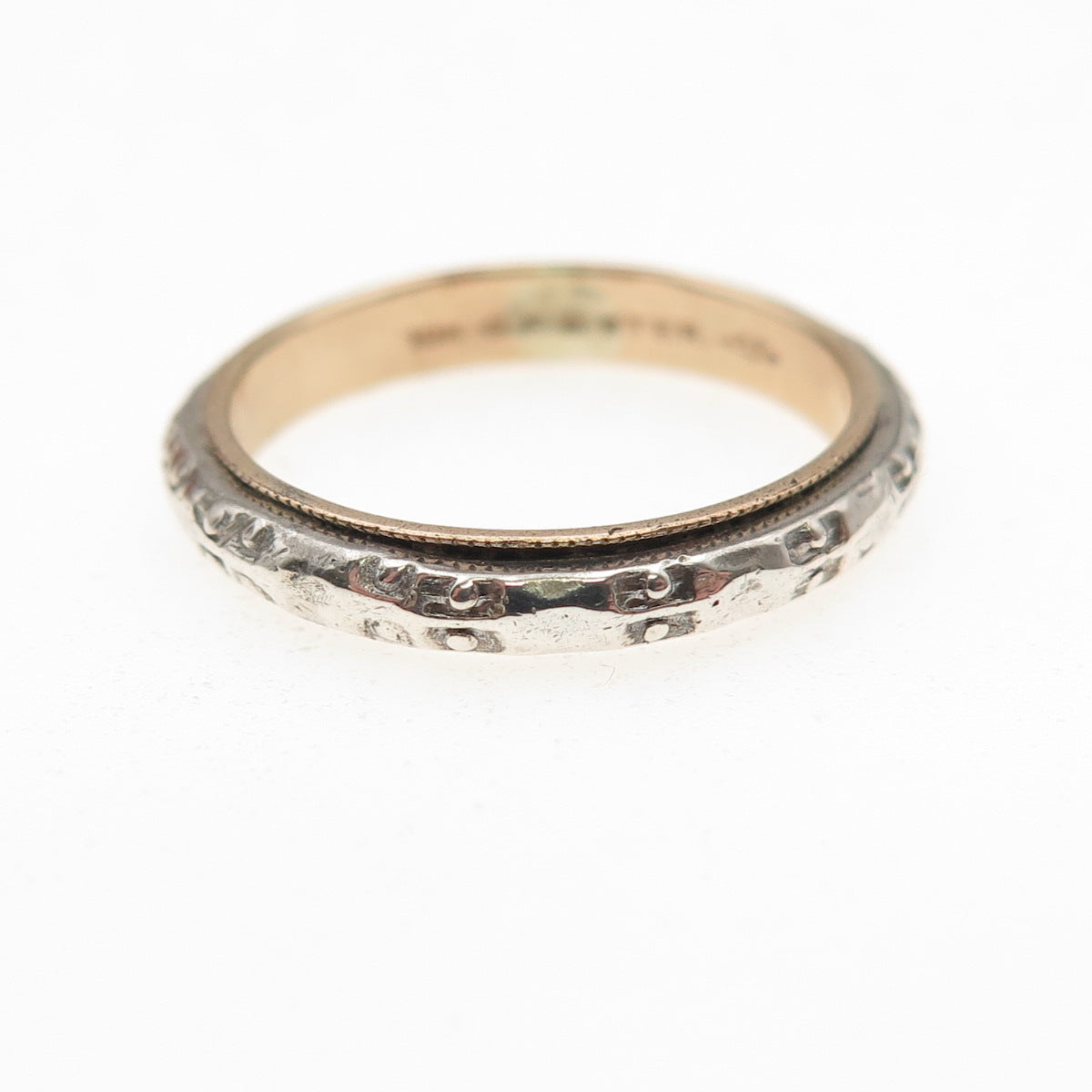 Vargas 925 Sterling Silver 10K Gold Filled Antique Art Deco Band Ring Size 6