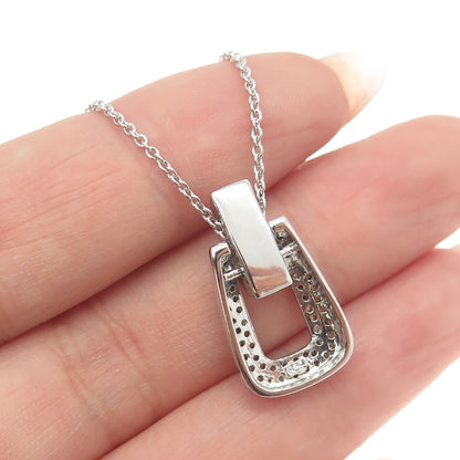 925 Sterling Silver Italy Round & Emerald-Cut C Z Rolo Chain Necklace 18"