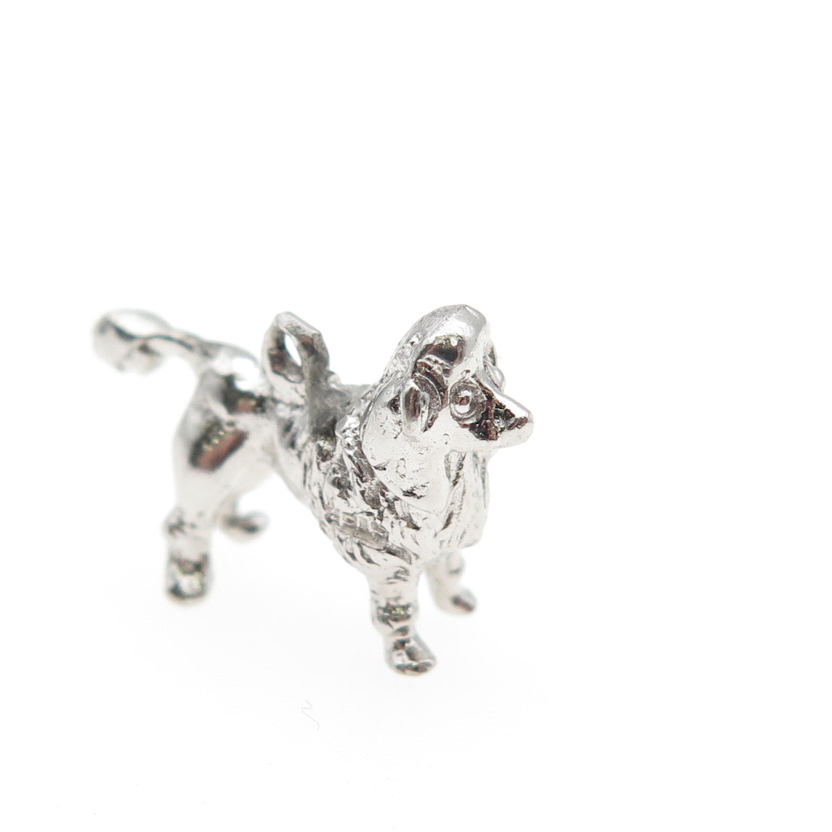 925 Sterling Silver Vintage Poodle Dog Mini 3D Charm Pendant