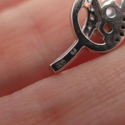 925 Sterling Silver Round-Cut C Z Twisted Minimalist Slide Pendant