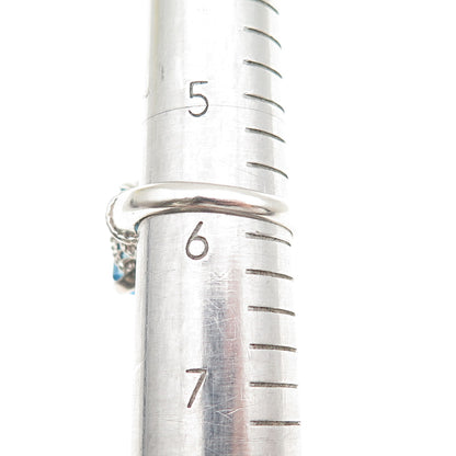 CHATEAU D'ARGENT Sterling Silver Vintage Real Emerald-Cut Blue Topaz Ring Size 6