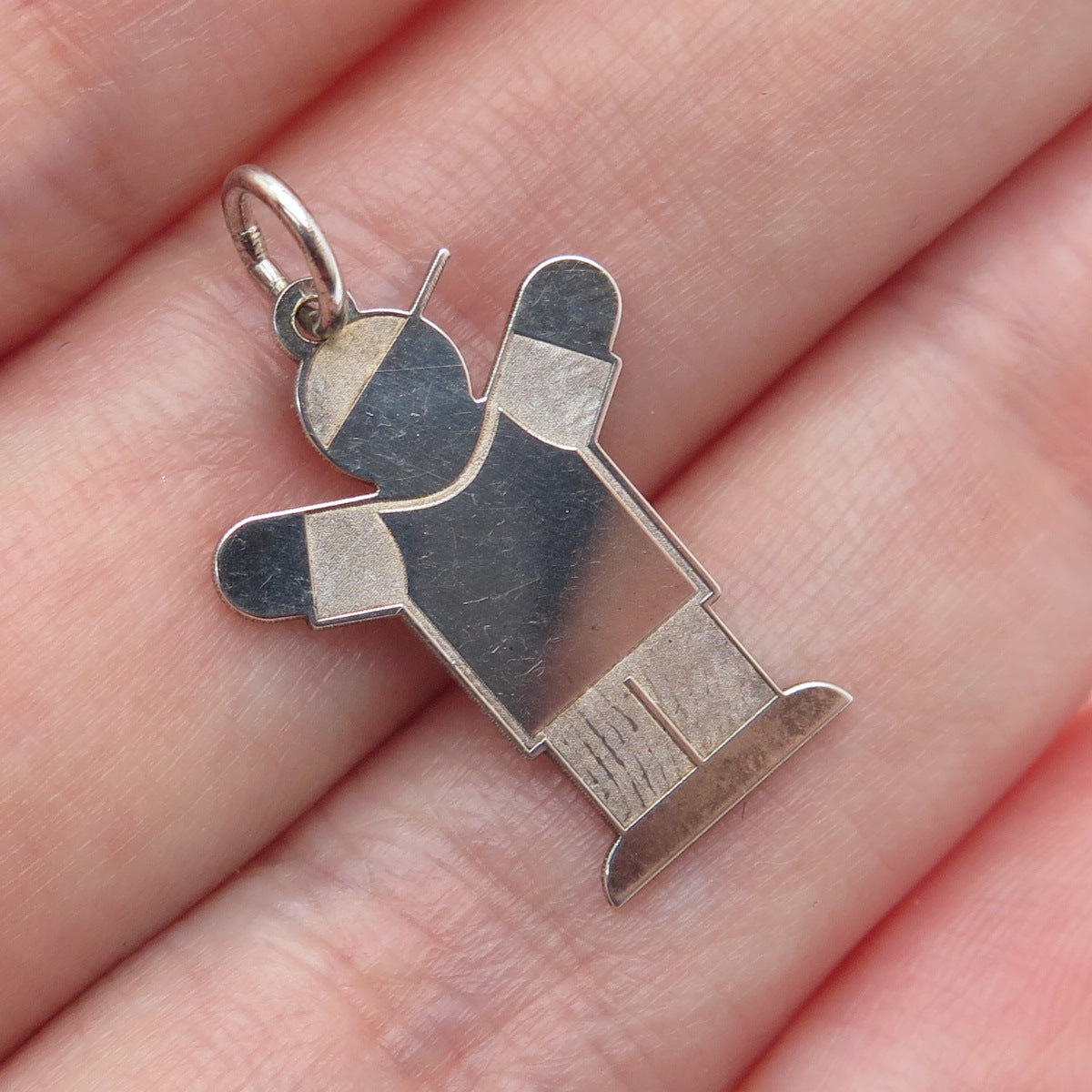 925 Sterling Silver Vintage Happy Boy Love Kid Minimalist Charm Pendant