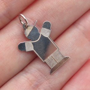 925 Sterling Silver Vintage Happy Boy Love Kid Minimalist Charm Pendant