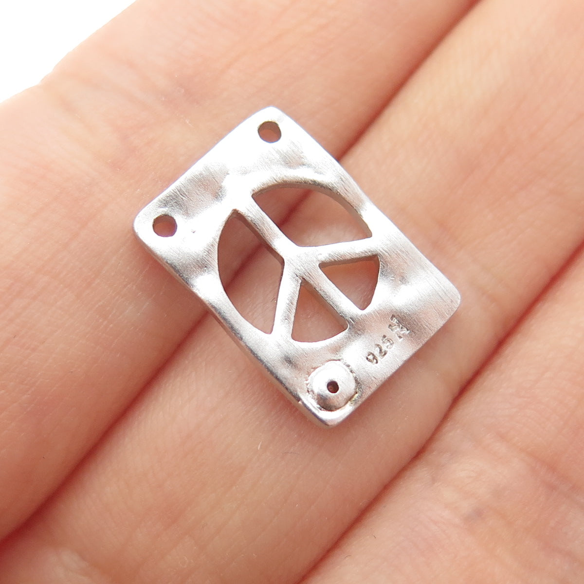 925 Sterling Silver Real Round-Cut Diamond Peace Symbol Minimalist Slide Pendant