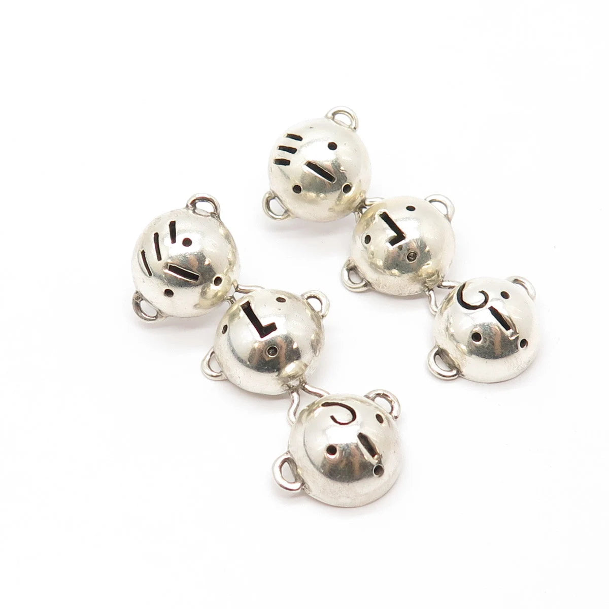 925 Sterling Silver Vintage Annie Kajiya Sign Language Smile Dangling Earrings