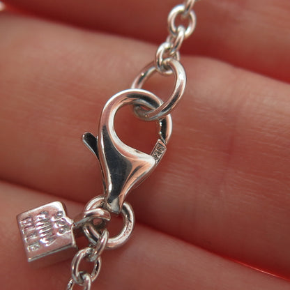 ELLE 925 Sterling Silver Vintage Real Ruby Modernist Cable Chain Necklace 24"