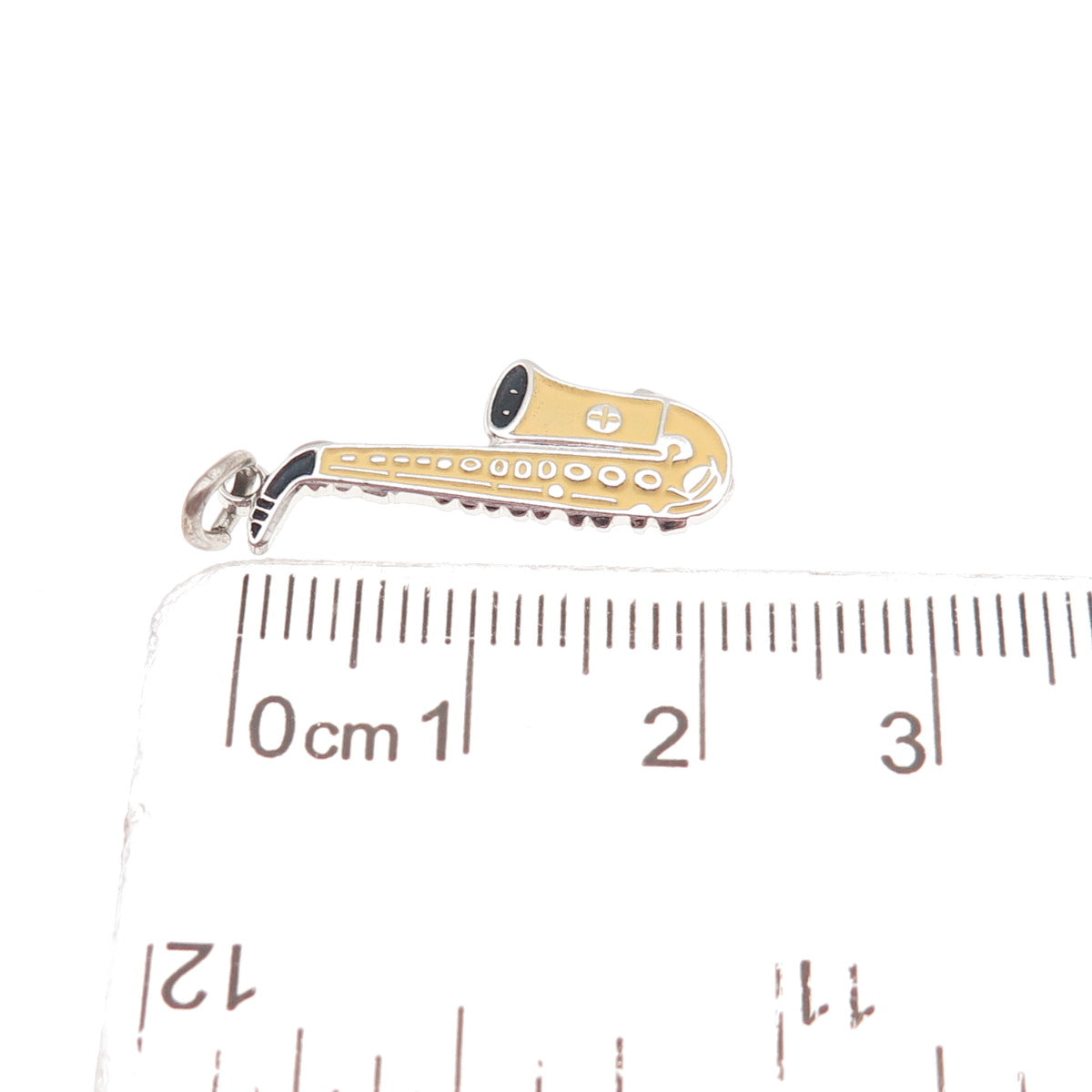 SPIES BROS 925 Sterling Silver Vintage Enamel Saxophone Mini Charm Pendant