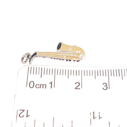 SPIES BROS 925 Sterling Silver Vintage Enamel Saxophone Mini Charm Pendant