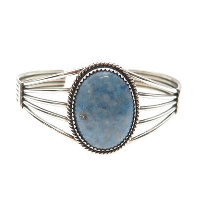 Old Pawn Sterling Silver Vintage Denim Lapis Adjustable Tribal Bracelet 6.25"