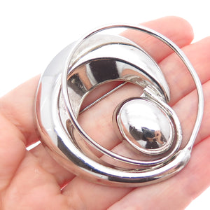 925 Sterling Silver Vintage Mexico Modernist Oxidized Pin Brooch