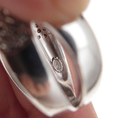 925 Sterling Silver Round-Cut C Z Crisscross Ring Size 8.25