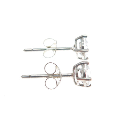 925 Sterling Silver Round-Cut C Z Stud Earrings