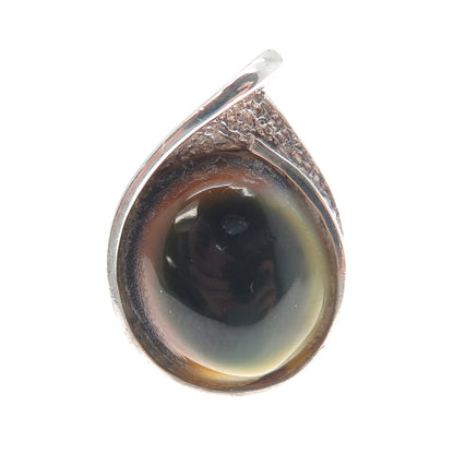 800 Silver Vintage Austria Real Operculum Shell Modernist Oxidized Ring Size 6.5