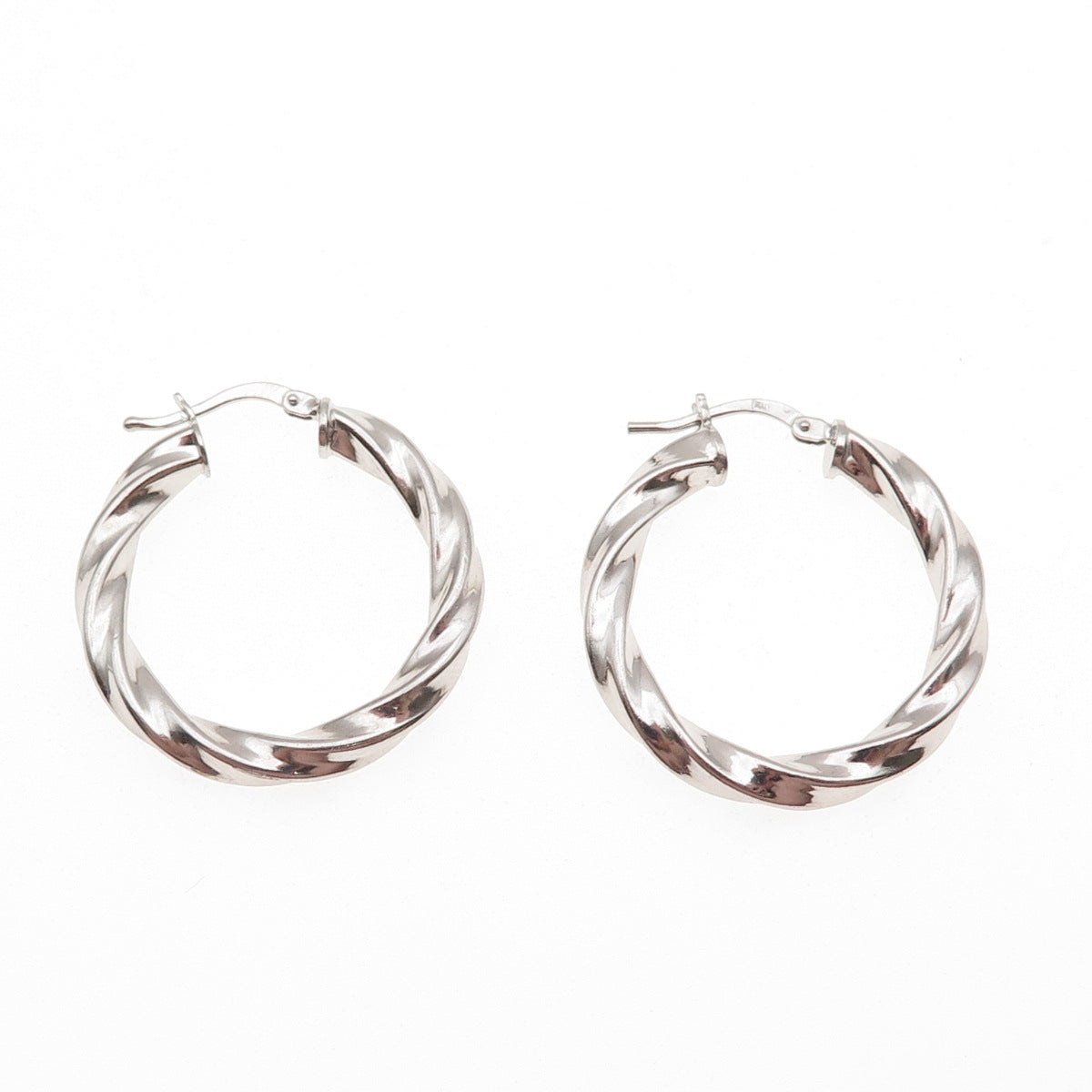 925 Sterling Silver Vintage Italy Twisted Hoop Earrings