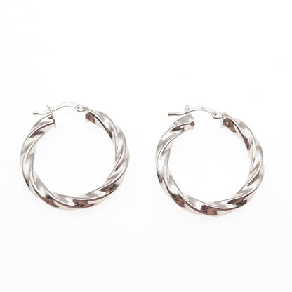925 Sterling Silver Vintage Italy Twisted Hoop Earrings