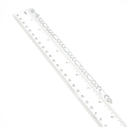 925 Sterling Silver Italy Figaro Link Bracelet 8"