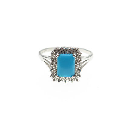 925 Sterling Silver Real Sleeping Beauty Turquoise Ring Size 9.25