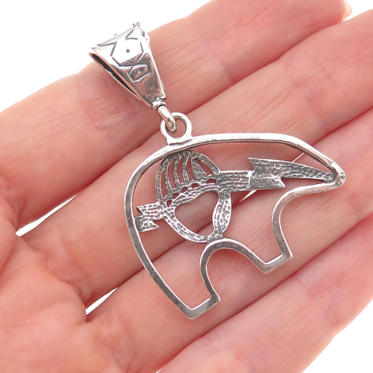 Masha Old Pawn Sterling Silver Vintage Southwestern Native Bear Charm Pendant