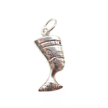 925 Sterling Silver Vintage Egyptian Nefertiti Mini Charm Pendant