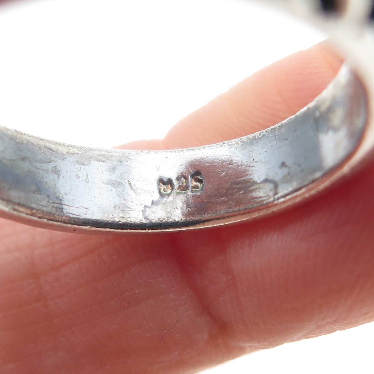 925 Sterling Silver Vintage Modernist Celestial Oxidized Band Ring Size 9.75