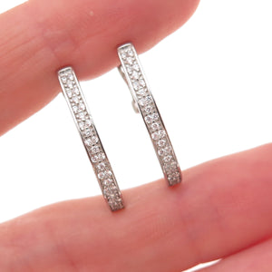 Han 925 Sterling Silver Round-Cut C Z Hoop Earrings