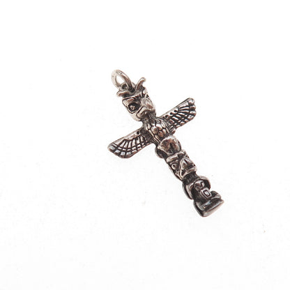 Old Pawn Sterling Silver Vintage Southwestern Totem Pole Tribal Charm Pendant