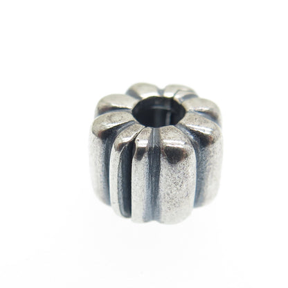 PANDORA 925 Sterling Silver Oxidized Ribbed Clip Charm