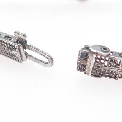 925 Sterling Antique Art Deco Real Diamond Bracelet 6.25" (repair safety chain)