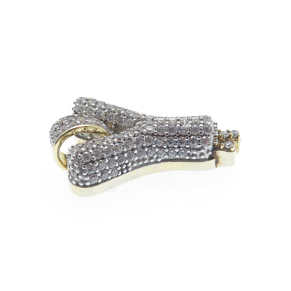 925 Sterling Silver Gold Plated Round-Cut Shaped C Z Letter Y Sparkle Pendant