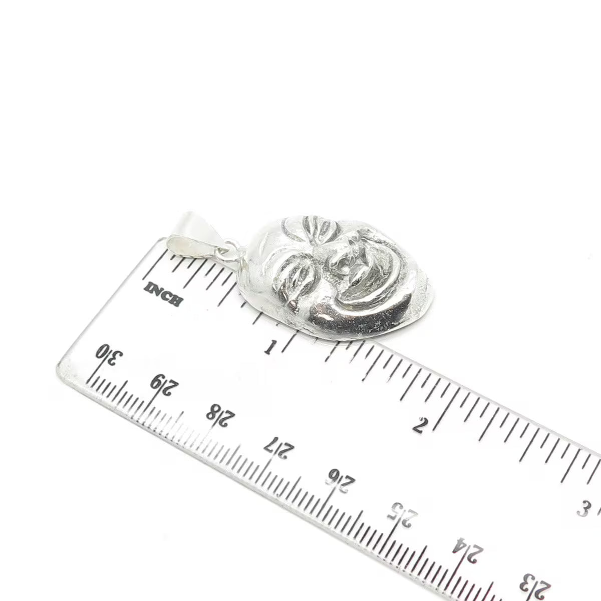925 Sterling Silver Vintage Drama Laughing Mask Pendant