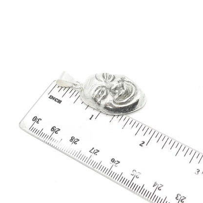 925 Sterling Silver Vintage Drama Laughing Mask Pendant