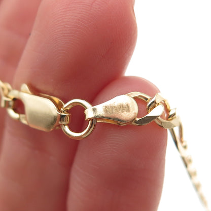 Han 925 Sterling Silver Gold Plated Italy Figaro Chain Necklace 18"